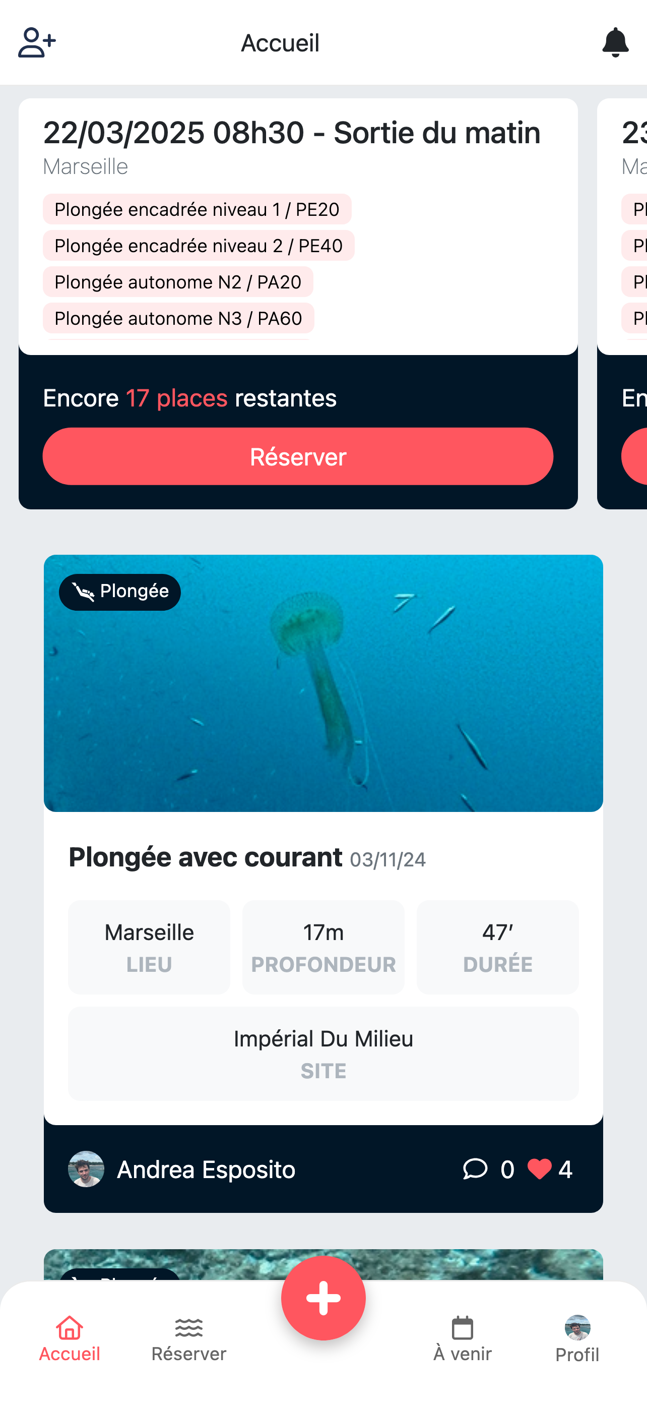 L'écran carnet de l'application Kalank